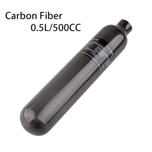 Cilindro de Gás em Fibra de Carbono de 0.5L para Mergulho, Softair e Sodas - 300Bar, 4500PSI, Rosca M18x1.5