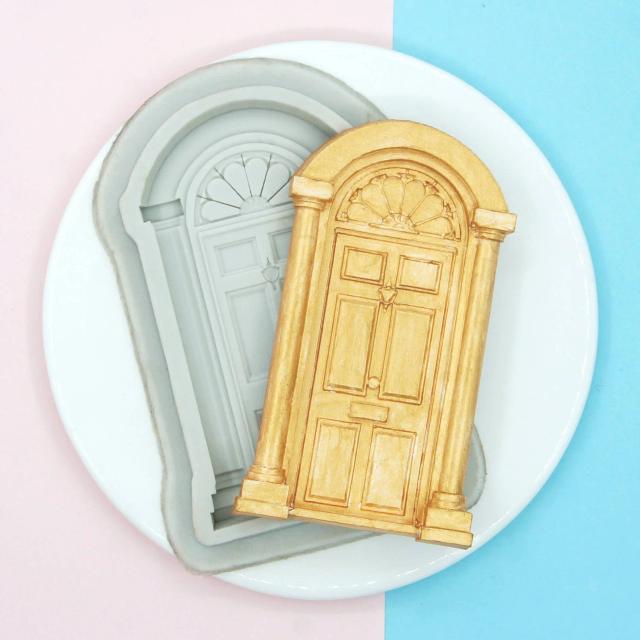 Moldes de Silicone para Decoração de Bolos e Doces de Natal - Retro Porta com Quadro e Borda para Fondant e Biscuit