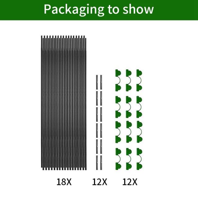 Conjunto Versátil de Rack para Estufas: Suporte Dobrável de Haste em Fibra e Arco de Túnel para Proteção de Plantas contra Insetos