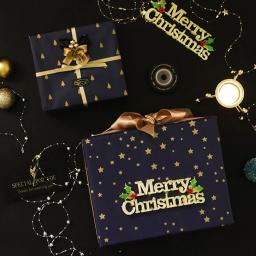 Papel Kraft Wrapping Craft, Decoração De Caixa De Presente, Cor Azul, Alce, Árvore De Natal, Boneco De Neve, Aniversário, Natal, Festa De Casamento - Image 2