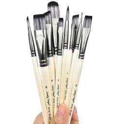 Profissional Artista Pincéis Set, Diferentes Nylon Cabelo Dicas, Kit de Pintura para Aquarela Acrílico, 10Pcs - Image 4