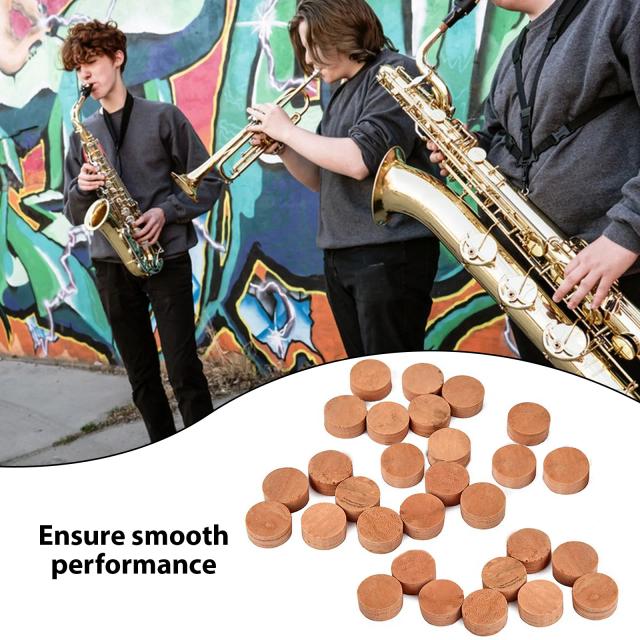Pads de Cortiça para Saxofone com Redução de Ruído - 30 Peças de Reposição e Acessórios Compatíveis para Instrumentos Musicais