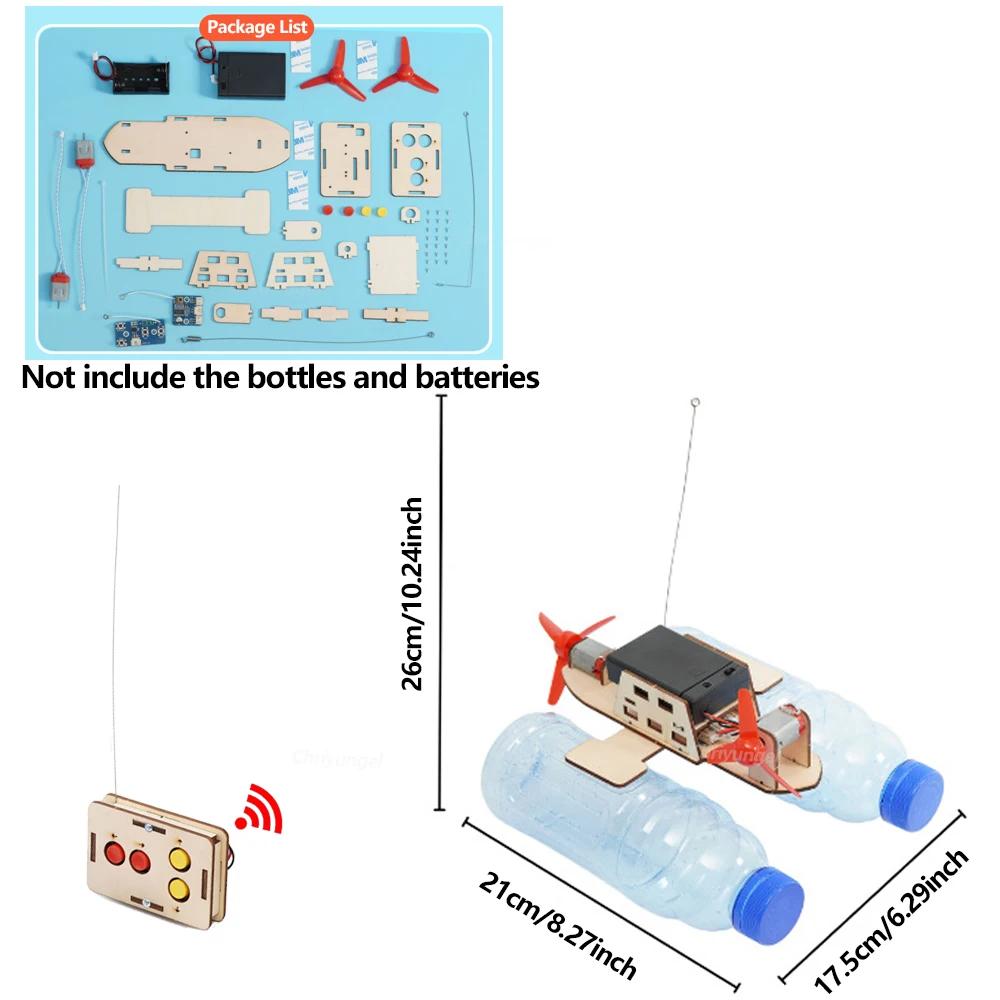 Elétrico Controle Remoto Vento Navio Modelo, Montagem de madeira, Electric Powered Boat, Science Experiment Kit, Crianças STEM Brinquedo Educacional - Image 1