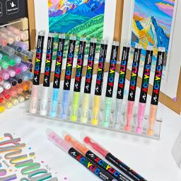 Marcadores de Tinta Acrílica para Artesanato DIY, Canetas Ponta Escova, Pintura Rupestre, Lona de Madeira Pedra, Presente de Natal, 120 Cores - Image 2