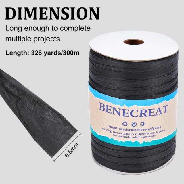 Fita de Ráfia Preta de 6,5mm para Artesanato e Decoração - 300m de Comprimento em Verde Escuro Ideal para Jóias e Eventos DIY