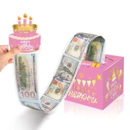 Money Box with Cake Card for Men and Women, Caixa de presente de aniversário Bombeamento engraçado Presentes de aniversário criativos 1pc - Image 4