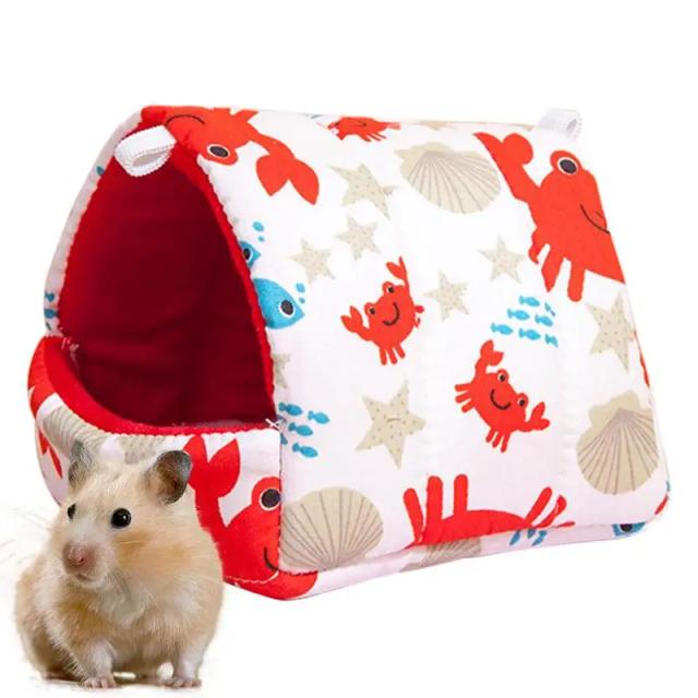 Caverna Lavável para Hamsters com Cama de Inverno em Seda Dourada e Design de Urso