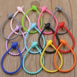 10 pçs/lote 13 cores silicone reutilizável saco laços torção fio fixar cabo zip tie fone de ouvido linha dados universal magia - Image 1