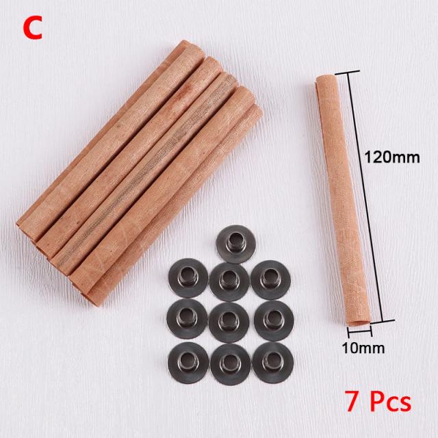 Conjunto de 10 Pavios de Vela Cilíndricos de Madeira com Suporte de Ferro - Feitos à Mão e Sem Fumaça