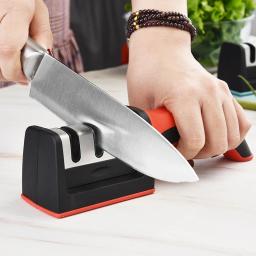 Afiador De Faca 3 Estágios Amolador Profissional Ferramenta Com Afiação Rápida Em Aço Inoxidável - Image 1