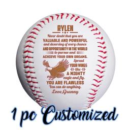 1pc personalizado feito à mão bolas de beisebol nunca duvidar presente para filho neto personalizado bolas de beisebol presentes bastões softball gravado - Image 1