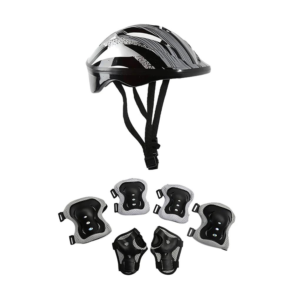 Conjunto de equipamento de proteção para meninos e meninas, capacete ajustável com cotovelos para crianças, skate, patinação de rolo, 7 pçs/set - Image 1