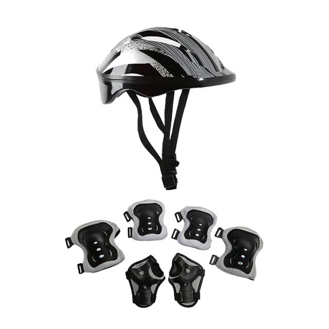 Kit de Proteção Completo para Crianças com Capacete Ajustável e Protetores de Cotovelo para Skate e Patinação, 7 Peças