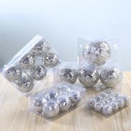 24 pçs bola reflexiva palco espelho bolas acessórios glitter ornamentos de natal mini discoteca teto encantos guirlanda flash - Image 4