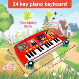 La Granja De Zenon Piano multifuncional para crianças infantis, instrumento musical, primeiros brinquedos educativos, fazenda, 24 teclas - Image 6