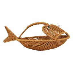 Cesta De Armazenamento De Vime Vegetal Bonito Peixe Forma Bandeja De Cozimento De Pão Rattan Cestas De Pão para Acampamento Sala De Jantar Piquenique - Image 4