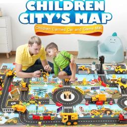 Engineering Parking Lot Map Playmat for Children, Road Mat, Brinquedo educativo, Tapetes de desenhos animados para bebês e meninas, Jogos para crianças - Image 3