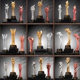 Resina troféu personalizado campeão, ouro, prata, bronze, estrela de cinco pontas, polegares para cima, criativo, high-end, honesto, anual - Image 3