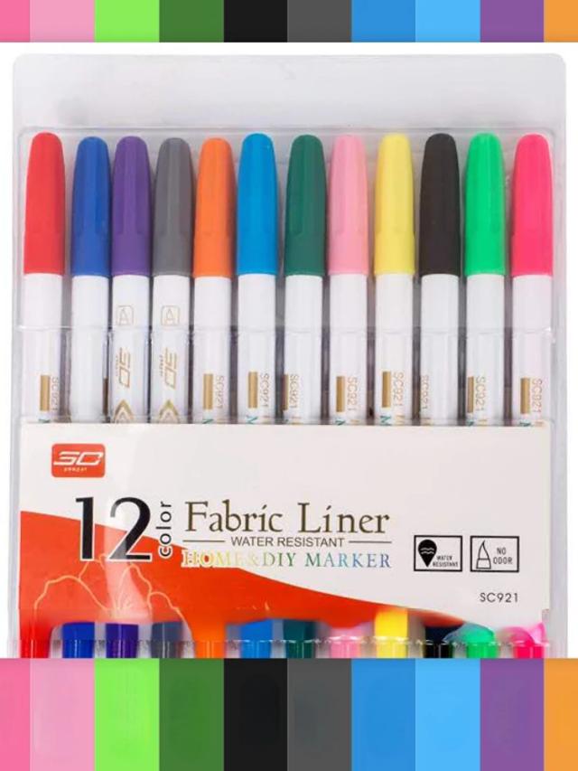 Conjunto de 12 Canetas de Tinta para Têxtil - Cores Vibrantes para Crianças, DIY em Camisetas e Sapatos