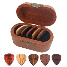Suporte de presente para palhetas de guitarra, caixa de madeira com 5 palhetas de madeira, caixa de armazenamento, instrumentos, guitarras elétricas acústicas, acessórios - Image 1