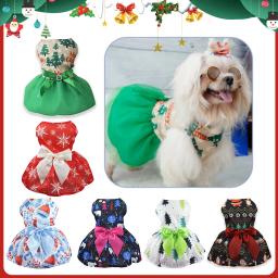 Roupas para cães de natal roupas para animais de estimação de inverno vestidos quente bonito impresso saia para cães filhote de cachorro gato gatinho de algodão gatos traje roupas para animais de estimação - Image 2