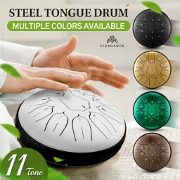 Aço Tongue tambor com baquetas, bateria de mão, D chave tamborim, música tambor, Yoga meditação, relaxamento, música presentes, 6 ", 11 tons - Image 1