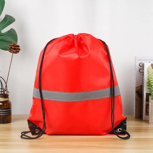 Mochila Reflexiva Impermeável para Natação e Viagem ao Ar Livre, Saco Cinch Compacto para Homens e Mulheres, 43x34cm