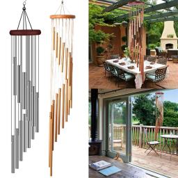 Carrilhão de vento musical, 12 tubos, sinos, decoração, ouro/prata, para sala de estar, quarto, jantar, cafeteria, decoração de jardim, pátio - Image 2