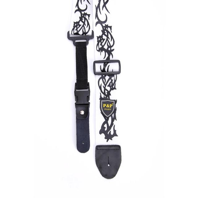 Cinto Ajustável de Náilon com Extremidade de Couro para Baixo e Guitarra Elétrica e Acústica