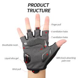 RION-Luva de Ciclismo Gel Anti-Choque Masculina, Luvas Esportivas Metade do Dedo, Ginásio Fitness Bicicleta MTB Motocicleta Sem Dedos, Verão - Image 2