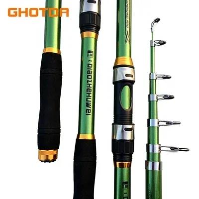 Ghotda 2.1m -3.6m carpa vara de pesca alimentador duro frp fibra de carbono vara de pesca telescópica vara de pesca - Image 1