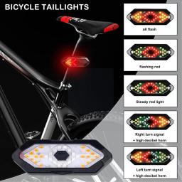 USB de carregamento LED bicicleta cauda luz, Night Riding, controle remoto sem fio, Turn Signal Lights, 32 LEDs - Image 6