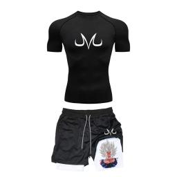 Fato de treino de compressão anime masculino, ginásio Sportswear, Fitness Running Set, Athletic Wear Camisetas, Shorts Performance Verão - Image 1