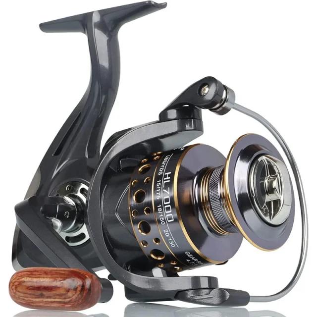 Carretel de Pesca Giratório Super Potência 12+1 Rolamentos Metal Wood Grip