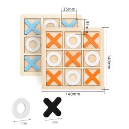 Jogo de tabuleiro de xadrez de madeira tic tac toe 9 "x 9" brinquedo de mesa das crianças presente duplo interativo jogo da família quebra-cabeça pensando treinamento - Image 6