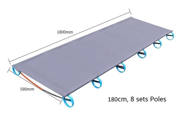 Cama Dobrável Ultraleve para Acampamento com Estrutura de Alumínio, Ideal para Dormir ao Ar Livre, Disponível em 180cm e 200cm