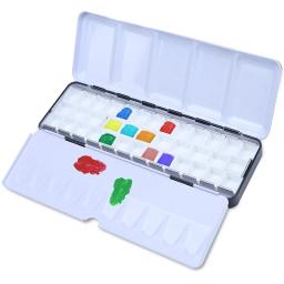 Médio Vazio Paleta Aquarela com Meia Panelas, Mistura De Metal Caixa De Lata Para Óleo Acrílico, DIY Viagem Arte Suprimentos, 37PCs - Image 1