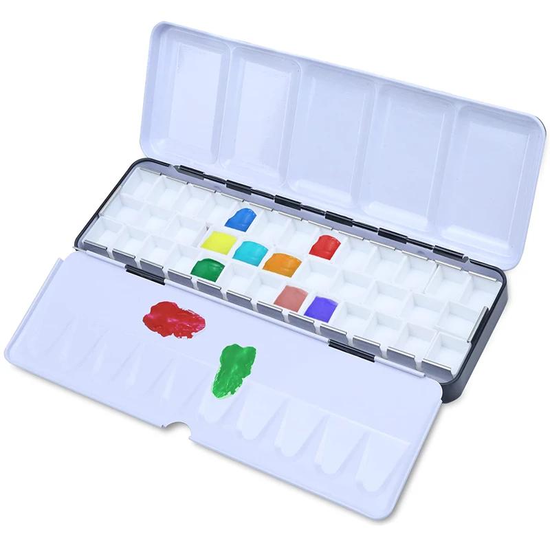 Médio Vazio Paleta Aquarela com Meia Panelas, Mistura De Metal Caixa De Lata Para Óleo Acrílico, DIY Viagem Arte Suprimentos, 37PCs - Image 1
