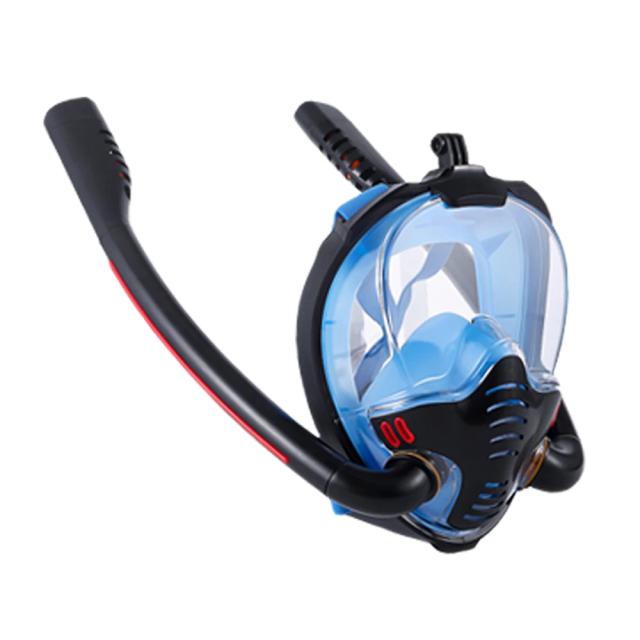Máscara de Mergulho em Silicone Duplo com Snorkel Totalmente Seca para Adultos - Óculos de Natação Subaquáticos e Respiráveis
