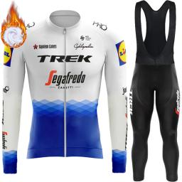 Homens Inverno velo térmico ciclismo terno, roupas de bicicleta, Jersey, calças, camisa profissional, roupas gel, conjunto MTB, TREK Sports Set, 2024 - Image 6