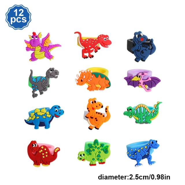 Anéis de Borracha Dinossauro 12 Peças - Festa Infantil Divertida