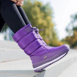 Inverno grosso botas de neve femininas quentes de pelúcia meados de bezerro botas antiderrapante plataforma à prova dwaterproof água bota de neve casual feminino sapatos brancos - Image 4