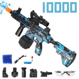 Pistola de brinquedo m416, manual e elétrica, 2 em 1, bola de gel, splatter, com 10000 contas de água, óculos, arma de brinquedo para jogos ao ar livre - Image 1