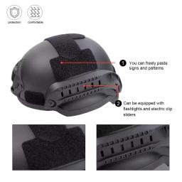 BOOIU-capacete protetor do combate com trilho lateral, NVG monte DE para atividades exteriores da caça do Paintball tático de Airsoft, MICH 2002 - Image 2