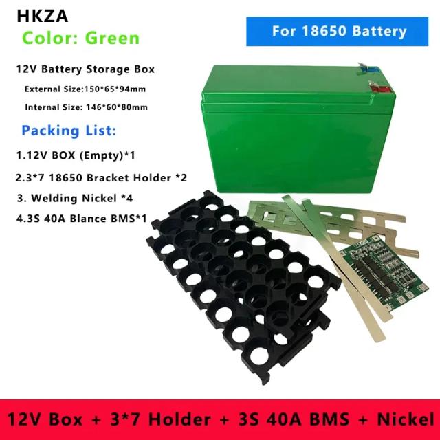 Suporte de Armazenamento para Baterias de Lítio 18650 com Proteção BMS 3S 40A para Substituição de Baterias de Ácido-Chumbo 12V