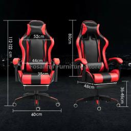 Cadeira de jogos com braços e encosto de cintura, altura ajustável, cadeira de computador de escritório, confortável, reclinável, cadeiras de mesa para casa - Image 6