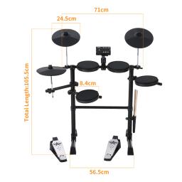 Kit de Bateria Eletrônica para Adulto Iniciante, Hi-Hat Pedais, Conexão USB MIDI, Presentes de Música, 8 PCs, 144 Sons - Image 3