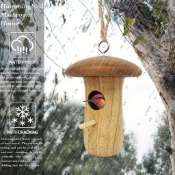 Casa ao ar livre do colibri de madeira natural, ninho suspenso, alimentador do pássaro selvagem, artesanato quintal jardim, 1pc - Image 3