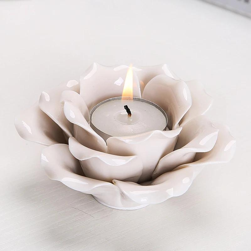 Castiçais da flor do lótus do chapeamento do ouro cerâmico com base, artesanato personalizado do copo do ferro, forma nórdica, casa criativa - Image 1