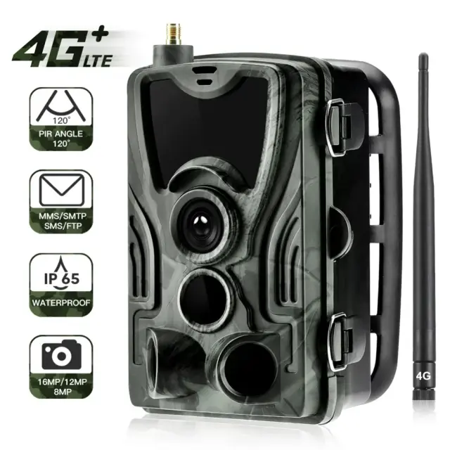 Câmera de Vigilância Selvagem 4G HC801LTE com 16MP e 1080p para Monitoramento de Caça e Natureza via SMTP, MMS e Email